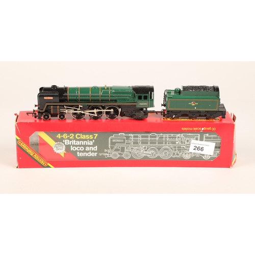 266 - Hornby Railways 00 gauge scale model 4-6-2 Class 7 'Britannia' loco and tender R.063