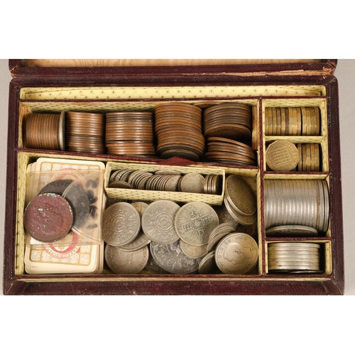 285A - Box of old coins including threepenny bits, crowns and half crowns in old box