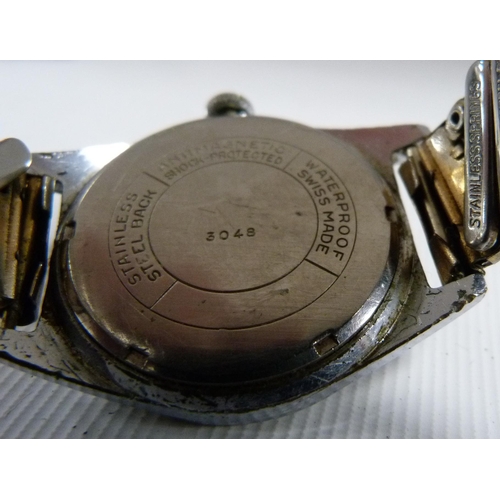 195 - Newmark: Antimagnetic shock protected pilots style wristwatch circa 1960s/70s, stainless case w... 