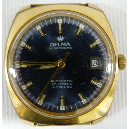 Delma of Switzerland automatic 25 jewels incabloc gents watch circa 1970s stainless case with gold