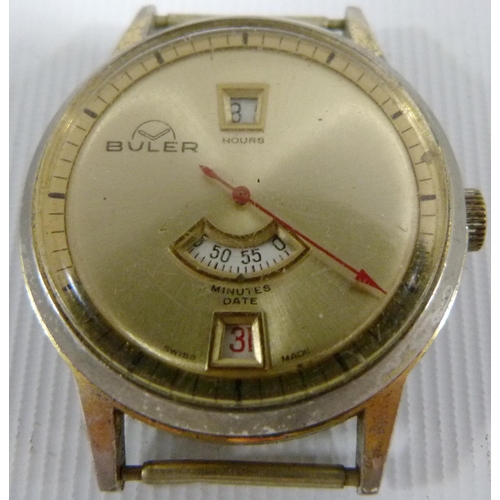 Buler: Jump hour manual wind gents watch circa 1970s, stainless case ...