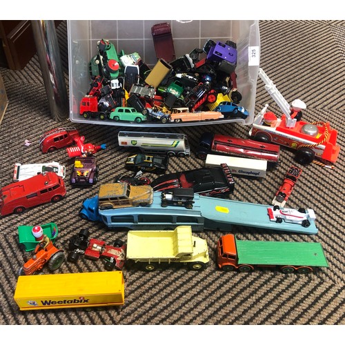 325 - Various vintage toys including die cast vehicles Dinky, Corgi, Fisherprice etc