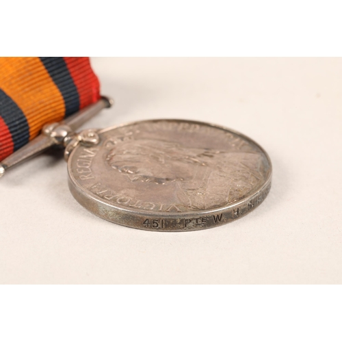 128 - Boer War South Africa Queen's medal with bar 'Relief of Ladysmith' awarded to '451 Pte. W. H. Sheare... 