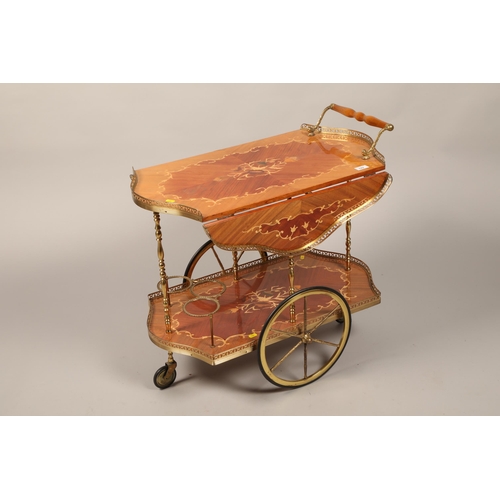 522 - Marquetry inlaid ornate trolley with gallery