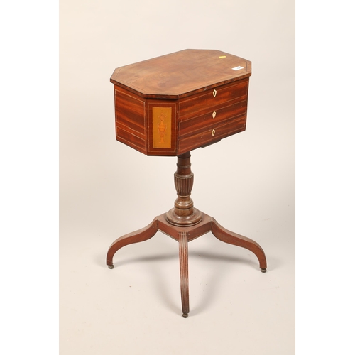 525 - Victorian sewing box on pedestal, 79 cm high