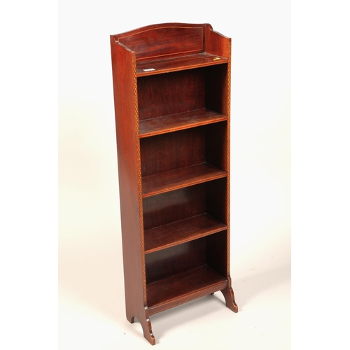 537 - Inlaid mahogany open bookcase117cm high, 41cm wide