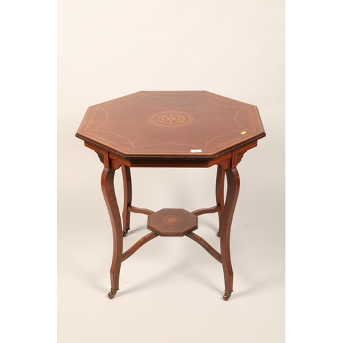 553 - Inlaid mahogany octagonal window table.diameter 72cm