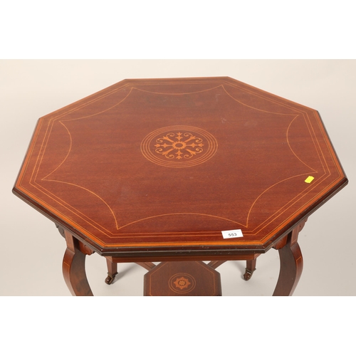 553 - Inlaid mahogany octagonal window table.diameter 72cm