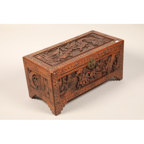 556 - Modern Oriental carved blanket box