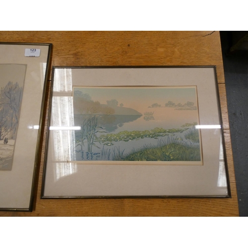 123 - Two small Russian vintage landscape prints.