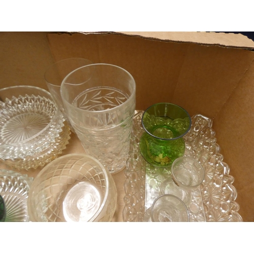 124 - Large box of vintge glassware.