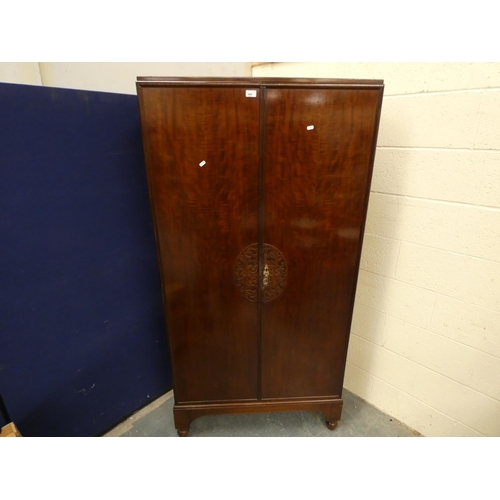 400 - Mahogany two door vintage wardrobe.