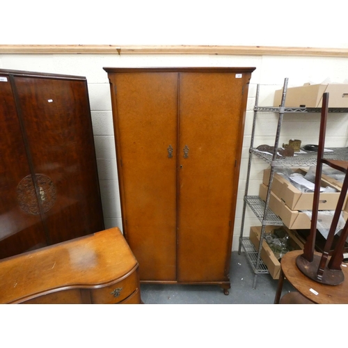 401 - Single wardrobe with fitted interior and a dressing table of kidney form. (2)