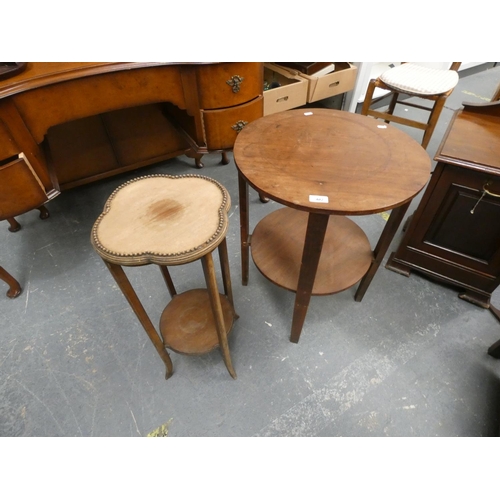 402 - Small two tier table and vintage pot stand.