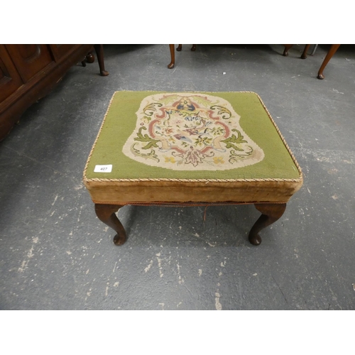 407 - Antique tapestry top foot stool.