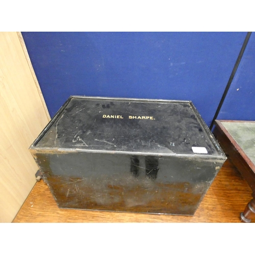 410 - Black metal deed box 