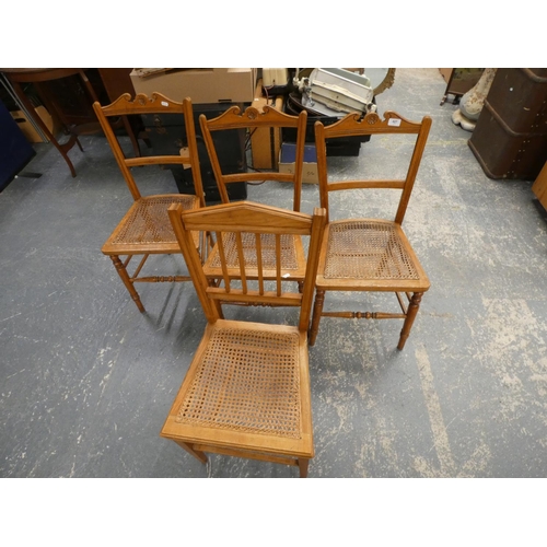 427 - Four various Edwardian cane seat dining chairs.