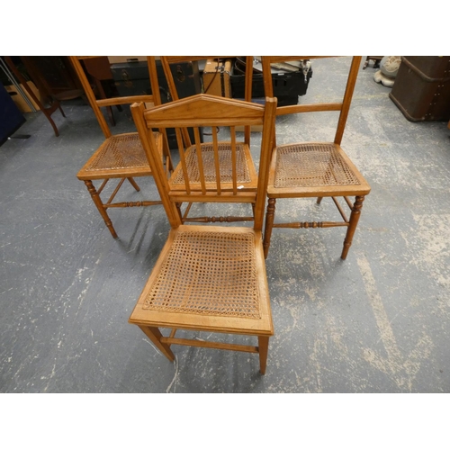 427 - Four various Edwardian cane seat dining chairs.