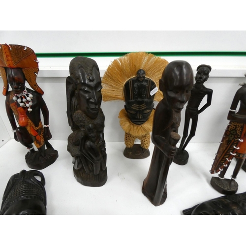 44 - Collection of African figures, wall plaques etc.