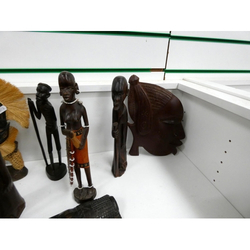 44 - Collection of African figures, wall plaques etc.