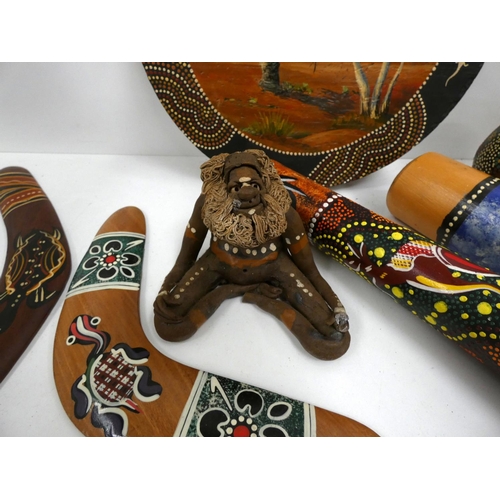 45 - Various modern Aboriginal items to include Bamberger’s, wall plaque, figure etc.