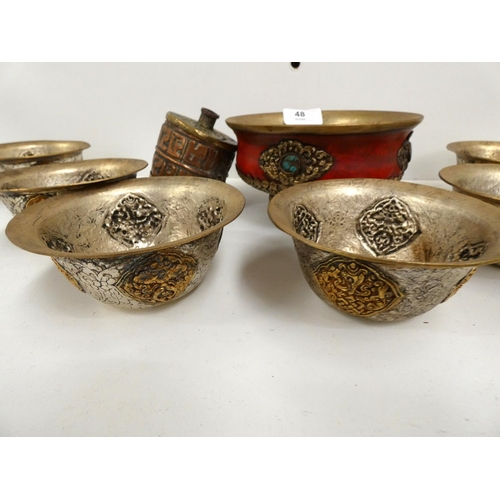 48 - Various Buddhist temple bowls etc.