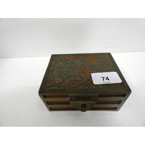 74 - Vintage Chinese trinket box with dragon pattern on top.