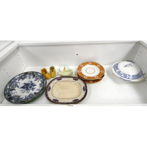 87 - Box of various antique dinnerware to include plates, tureens etc.