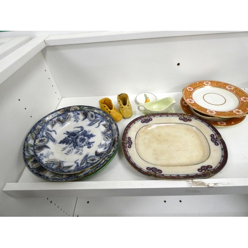 87 - Box of various antique dinnerware to include plates, tureens etc.