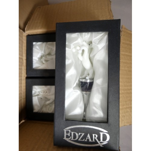 19 - Large box of various Edzard bottle stoppers novelty top.