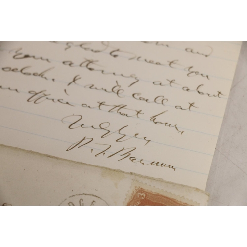 140 - PT Barnum: letter signed by PT Barnum, addressed to James Gordon Bennett, dated July 25/65, along wi... 