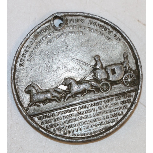 148 - PT Barnum: General Tom Thumb souvenir medallion, white metal, by Allen & Moore, Birmingham, issu... 