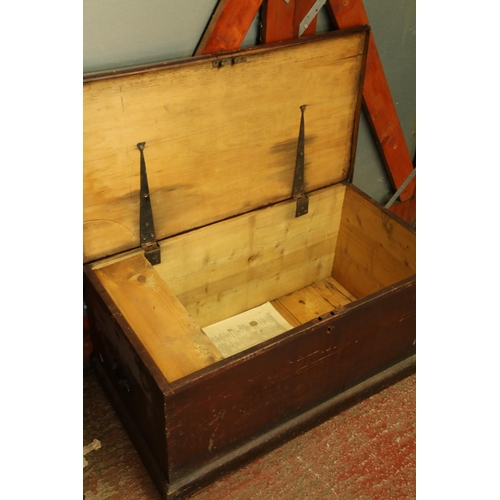 56 - Pine blanket box, with candle box.