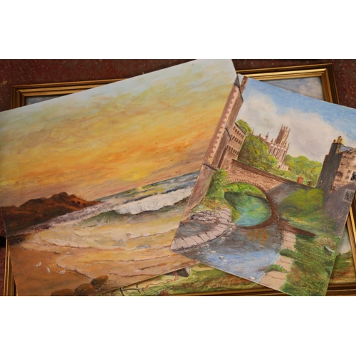 57 - G BARR, Harbour scene, watercolour, signed, 37cm x 54cm, and two unframed works.