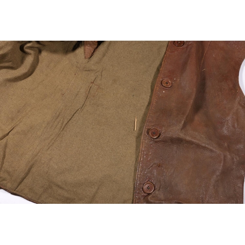 62 - Two leather vintage waistcoats.