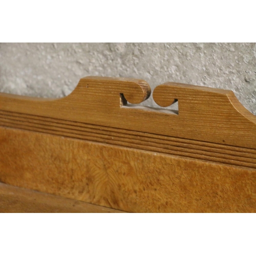 66 - Victorian burr walnut and oak dressing chest, on turned supports, 110cm.