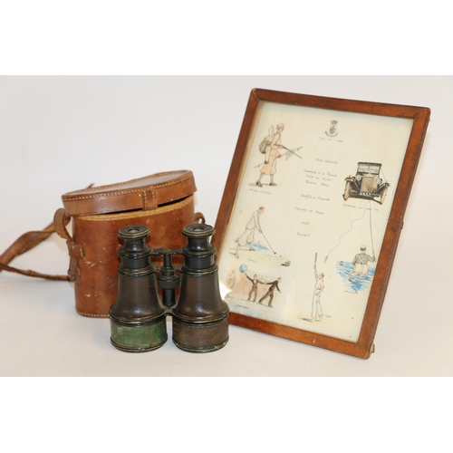 92 - Titanic Interest items belonging to Sir Cosmo Edmund Duff-Gordon, including a cased pair of Elliott ... 