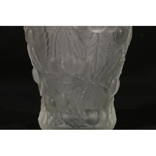 97 - Josef Inwald for Barolac glass, a frosted vase with cherry pattern, incorrectly signed to base 'R La... 