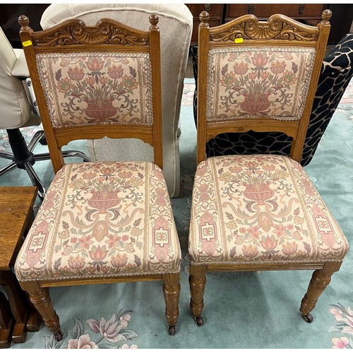 604 - Pair of bedroom chairs on casters