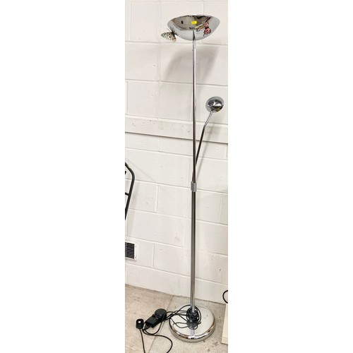 637 - Chrome standing lamp with reading light