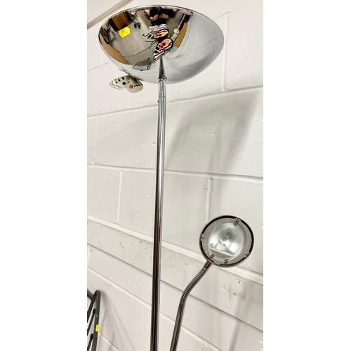 637 - Chrome standing lamp with reading light