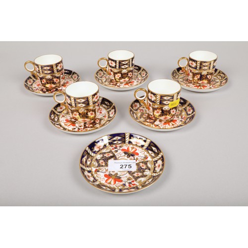 275 - Royal Crown Derby set of five coffee cups and six saucers