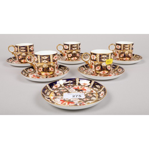 275 - Royal Crown Derby set of five coffee cups and six saucers