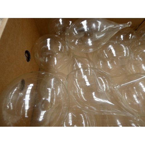 132 - Two large boxes of hand-blown glass, Christmas bowl etc.