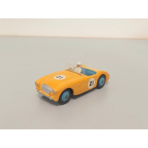 33 - Dinky. 109 Austin Healey racecars to include a '100' Sports, yellow/blue interior, blue hubs, racing... 