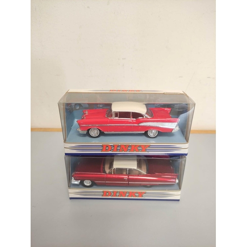 36 - Matchbox. The Dinky Collection sixteen boxed model vehicles to include, M.G.B GT DY3, 1957 Chevrolet... 