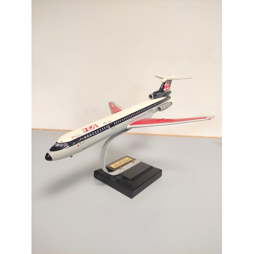 41 - Two aviation fibre-glass models on stands to include Hawker Siddeley Trident 3B and Super VC 10 BOAC... 