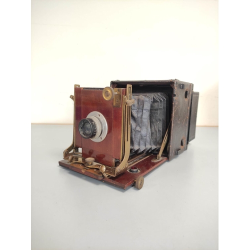 271 - Early 20th century Thornton Pickard Folding Ruby mahogany & leather cased large format glass pla... 