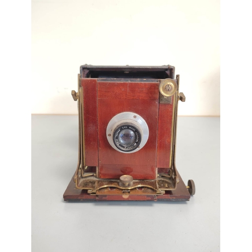 271 - Early 20th century Thornton Pickard Folding Ruby mahogany & leather cased large format glass pla... 