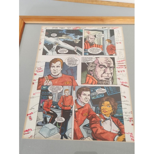 279 - Star Trek. Two framed hand-coloured comic strip prints from the comic adaptation of Star Trek VI The... 